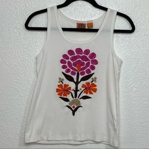 TORY BURCH Flower tank top white size large